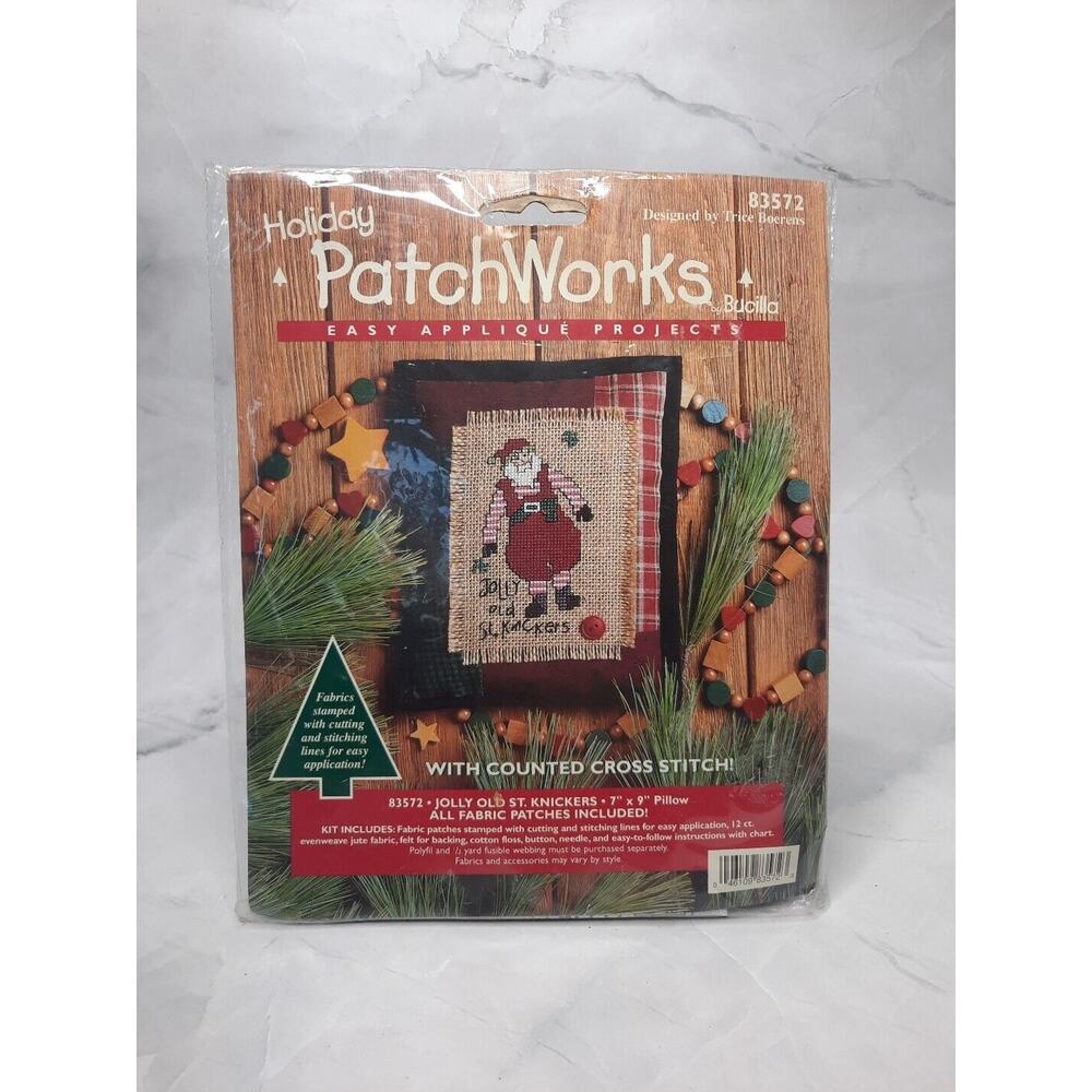 Bucilla Holiday PatchWorks Applique Project 83572 Jolly Old St Knickers Pillow